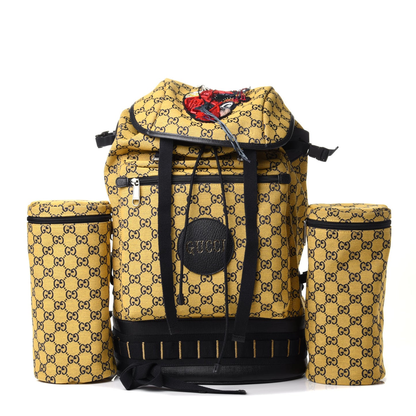 Monogram Multicolor Script Logo Large Double Pocket Backpack Yellow Blue