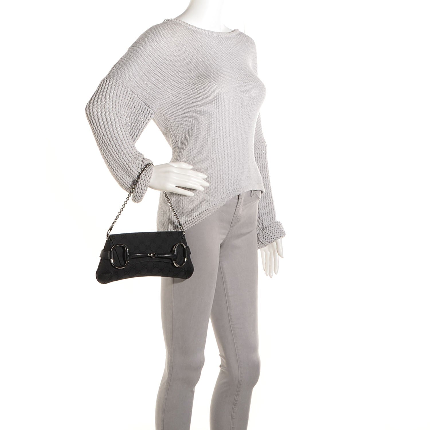 Gucci Monogram Horsebit Clutch Black 2 of 8