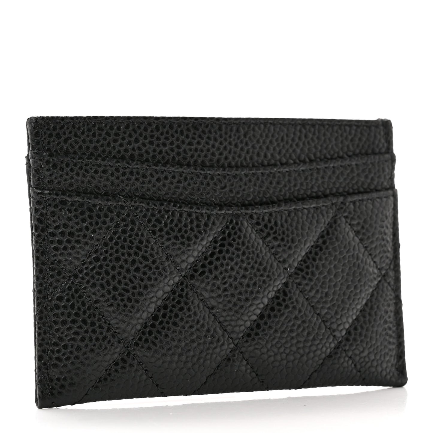Caviar Quilted Card Holder Black