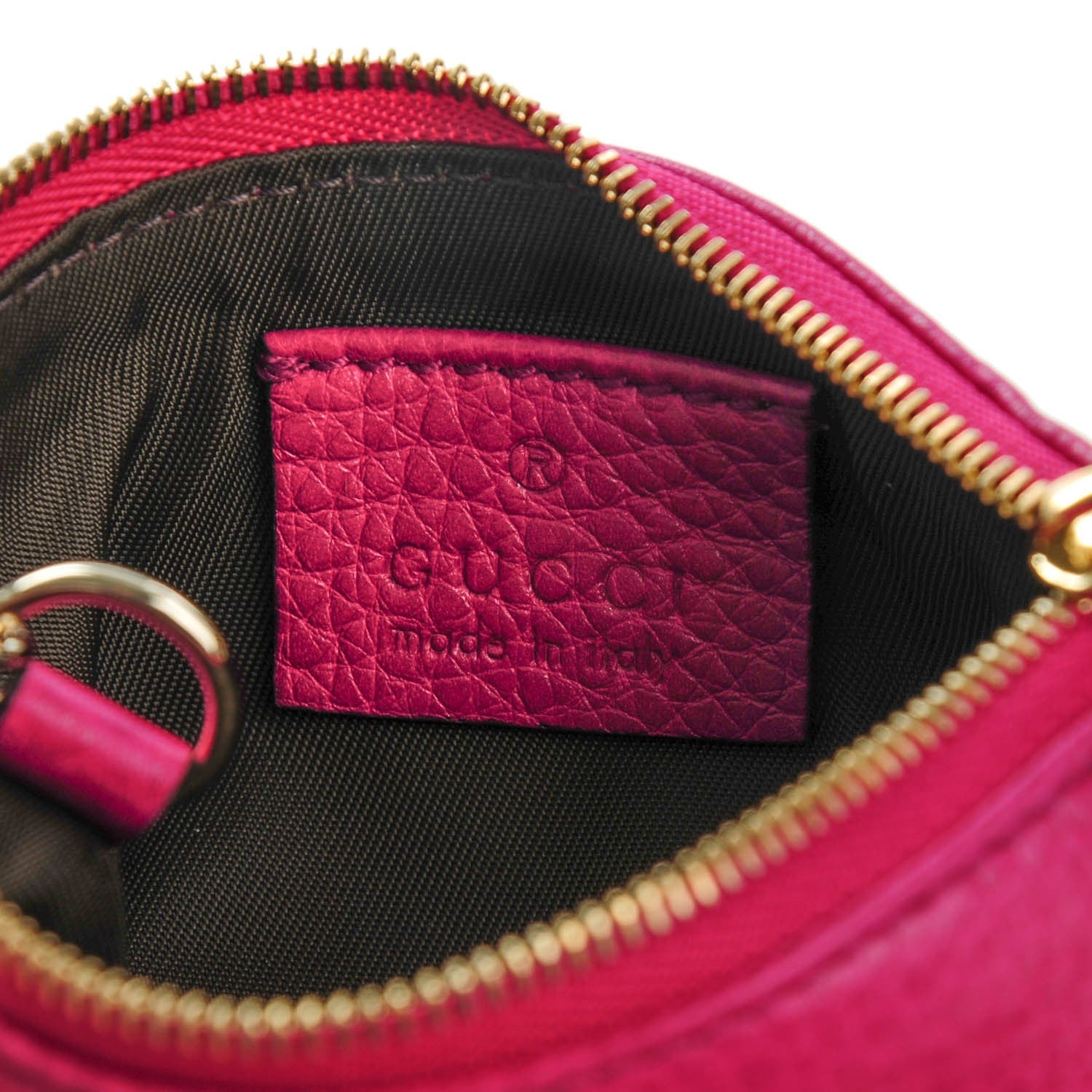 Gucci Pebbled Calfskin Soho Key Case Bright Bougainvillea 6 of 7