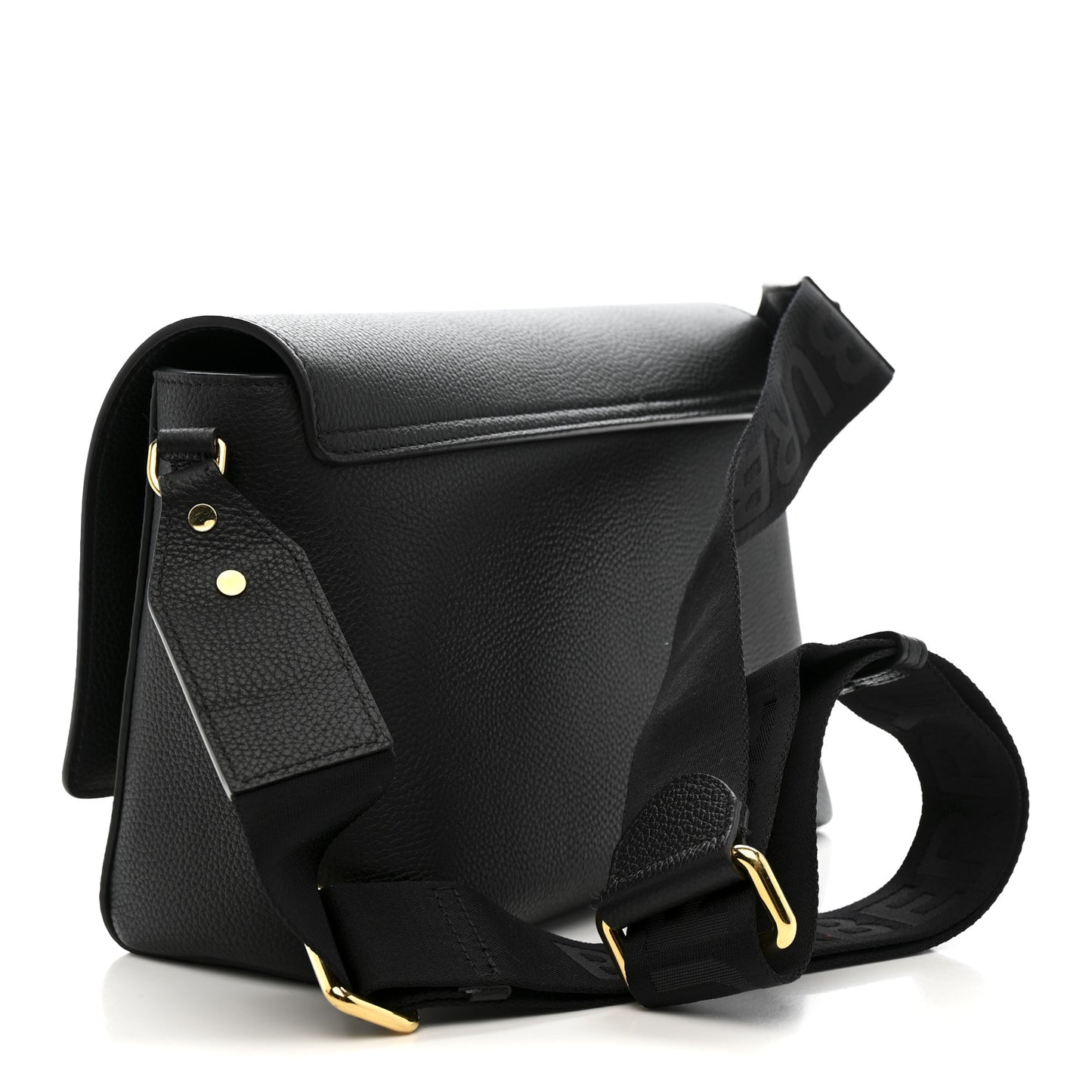 Coated Canvas Calfskin Vintage Check Medium Note Crossbody Bag Black
