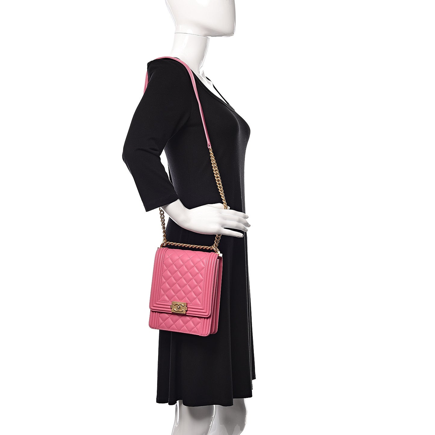 Calfskin Quilted North South Boy Flap Pink