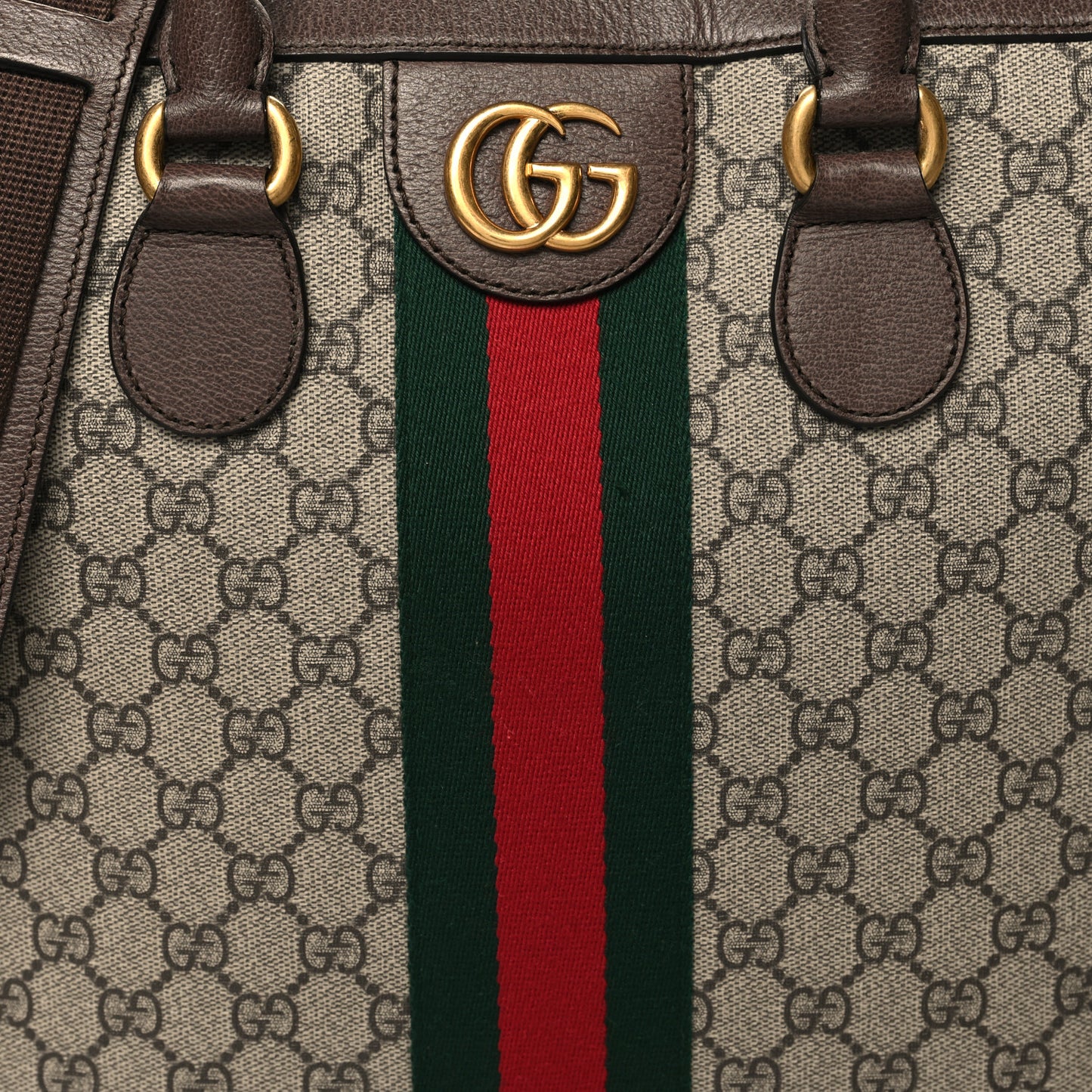 GG Supreme Monogram Textured Calfskin Web Medium Ophidia Briefcase Beige Ebony New Acero