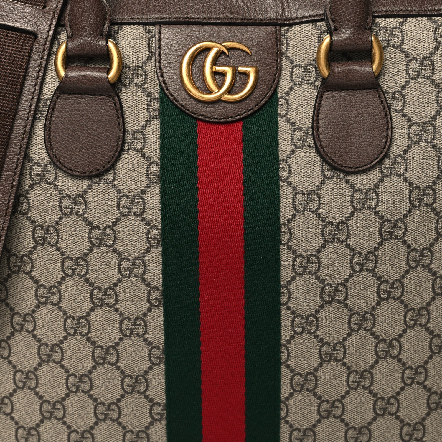 Gucci GG Supreme Monogram Textured Calfskin Web Medium Ophidia Briefcase Beige Ebony New Acero 8 of 13