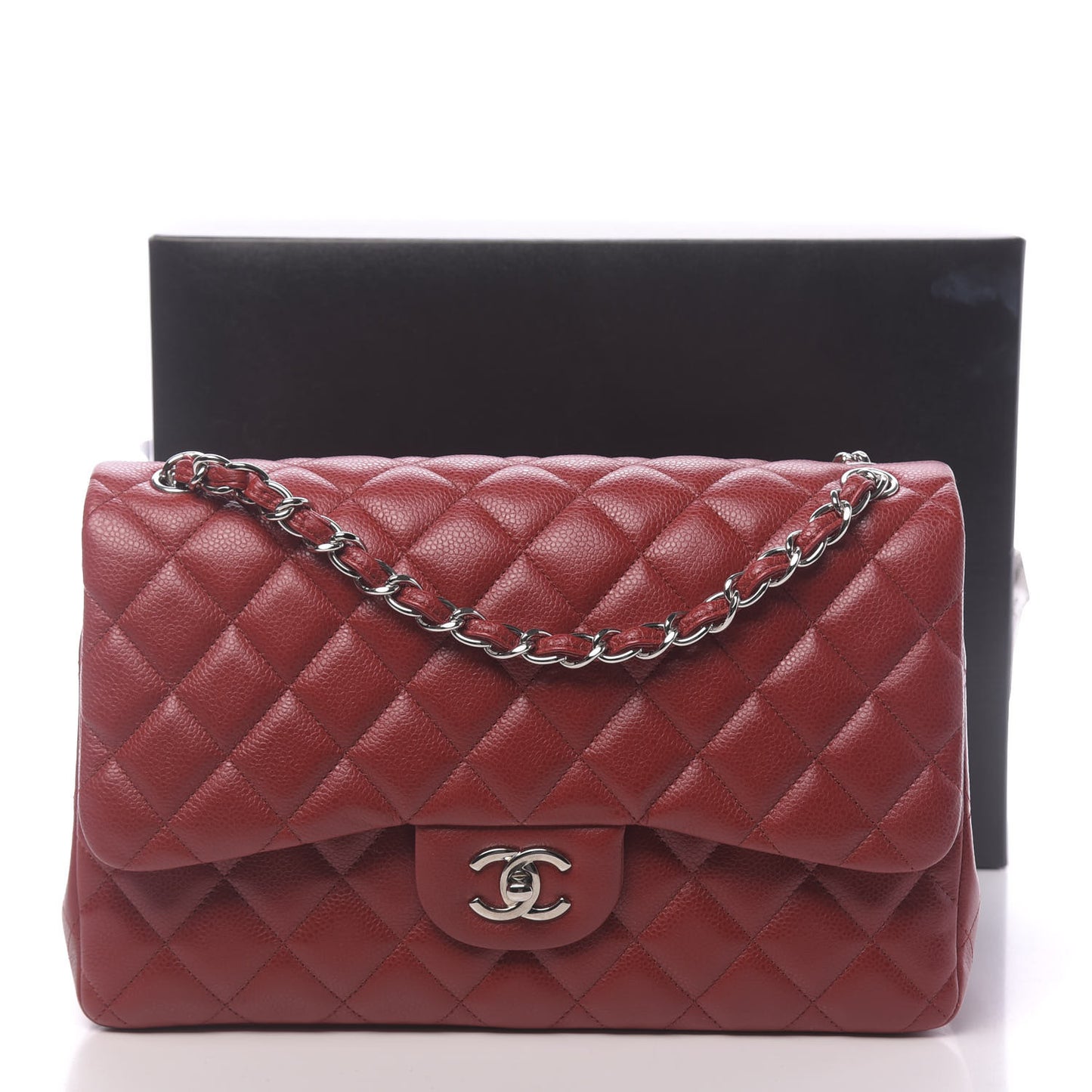 Caviar Quilted Jumbo Double Flap Red