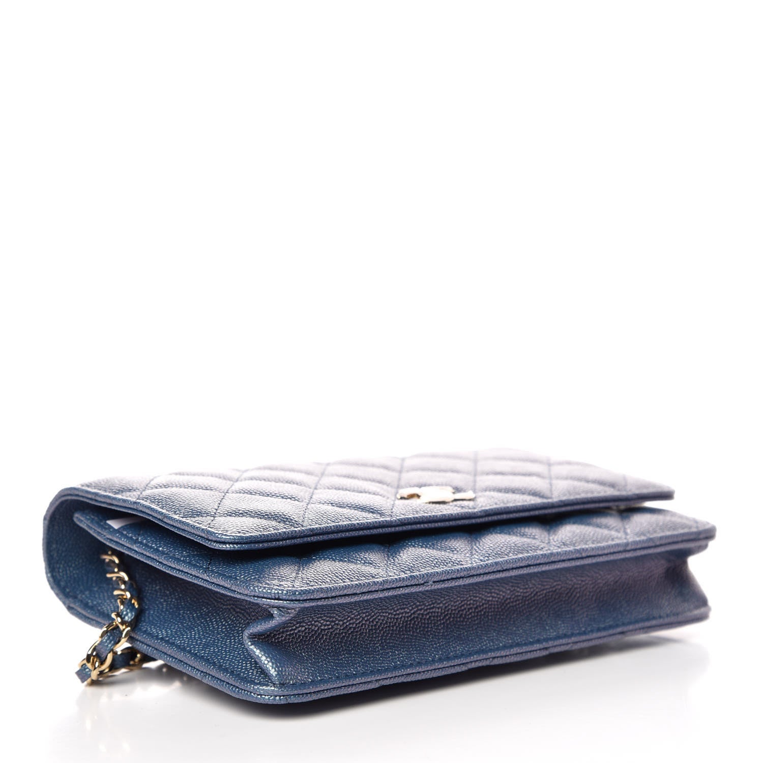 Chanel Iridescent Caviar Quilted Wallet On Chain WOC Dark Blue 4 of 11