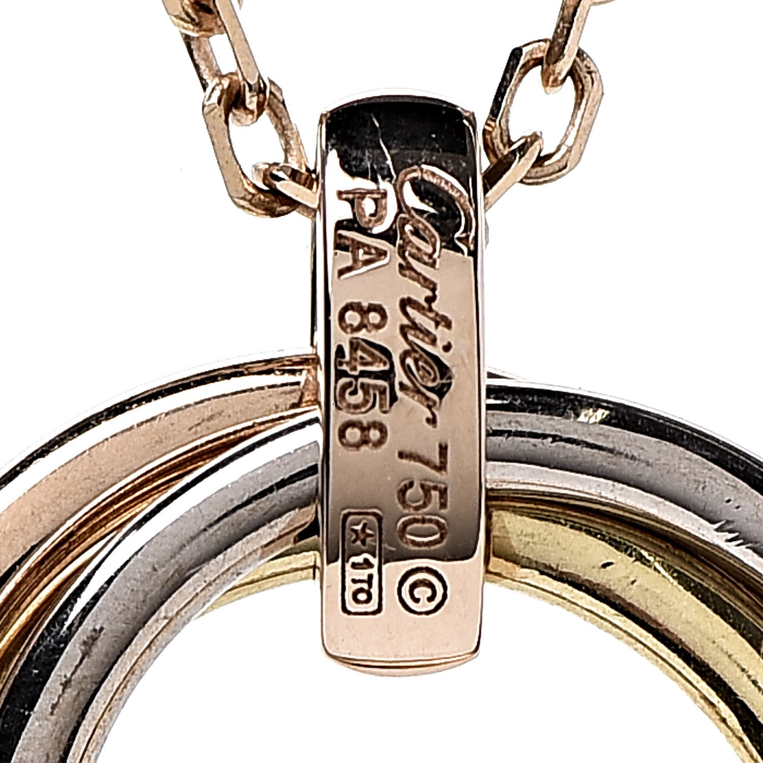 Cartier 18K Pink White Yellow Gold Diamond Trinity Pendant Necklace 5 of 7