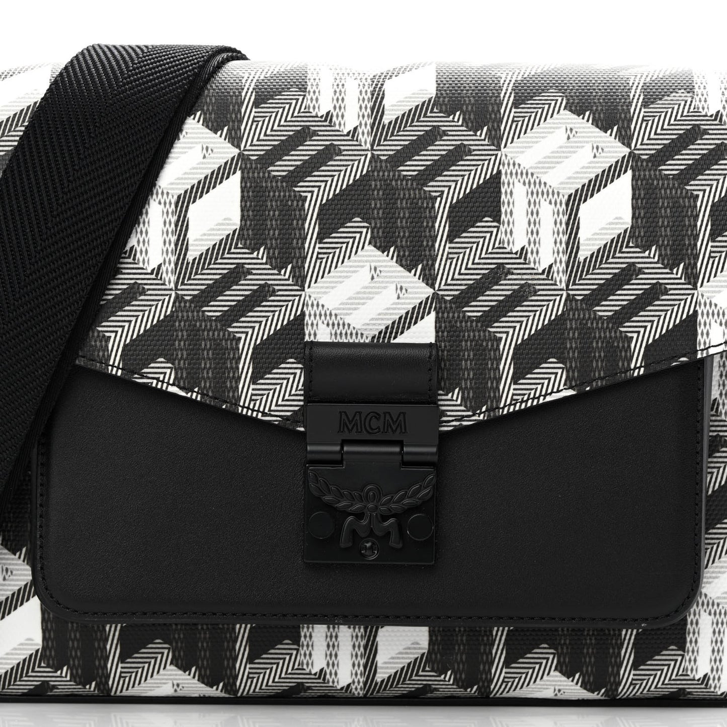 Canvas Nappa Cubic Monogram Millie Crossbody Black White