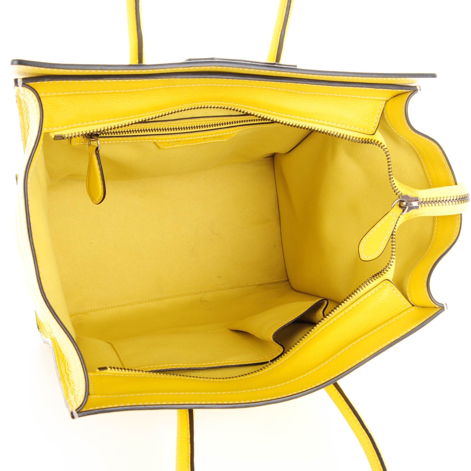 Celine Drummed Calfskin Mini Luggage Citron 6 of 8