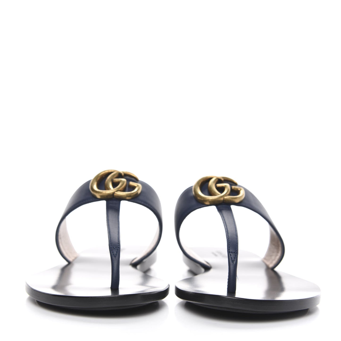 Calfskin GG Marmont Thong Sandals 38.5 Blue Agata