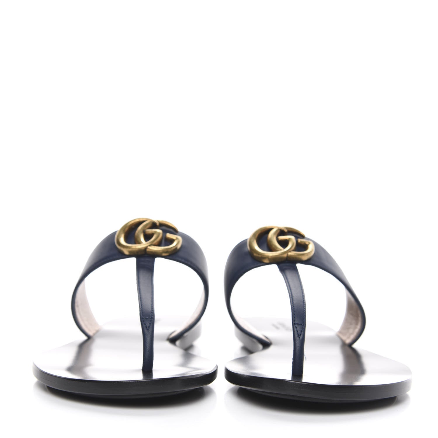 Gucci Calfskin GG Marmont Thong Sandals 38.5 Blue Agata 2 of 8