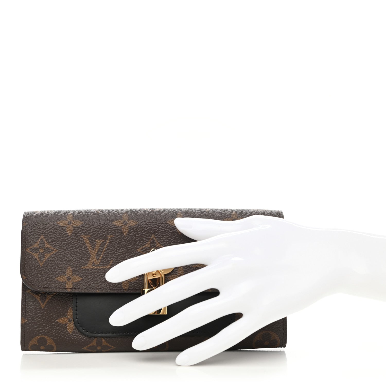 Louis Vuitton Monogram Flower Lock Long Wallet Black 2 of 8