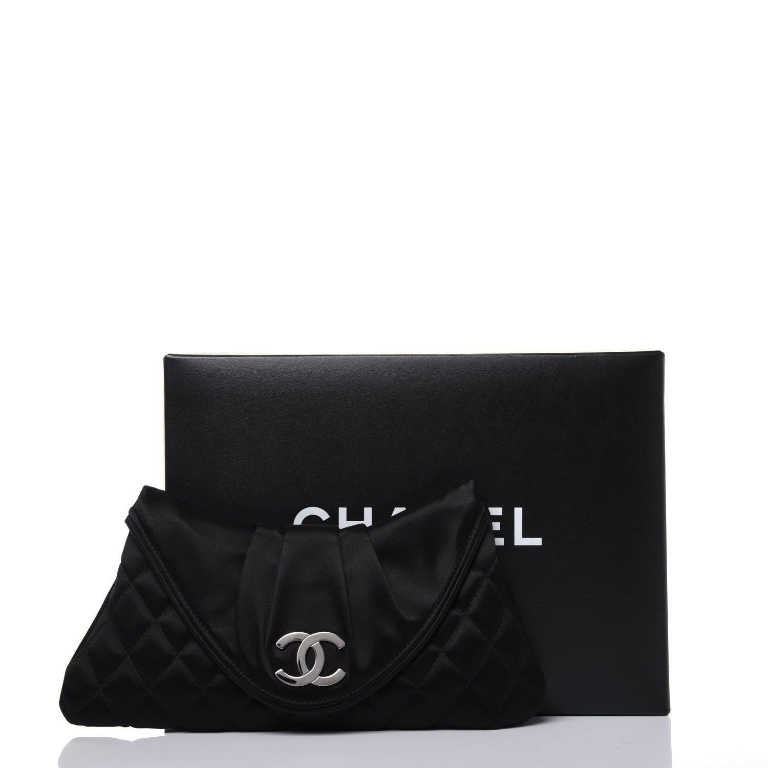 Chanel Satin Quilted Flap Clutch Black 14 of 14