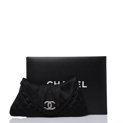Chanel Satin Quilted Flap Clutch Black 14 of 14
