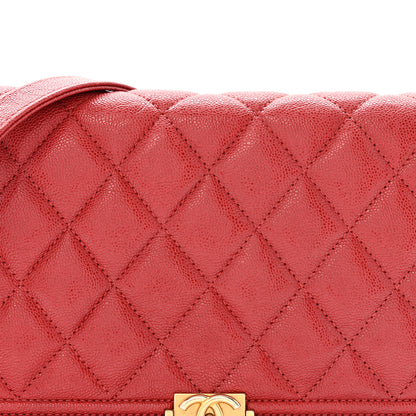 Chanel Caviar Quilted Boy Wallet On Chain WOC Red 8 of 13
