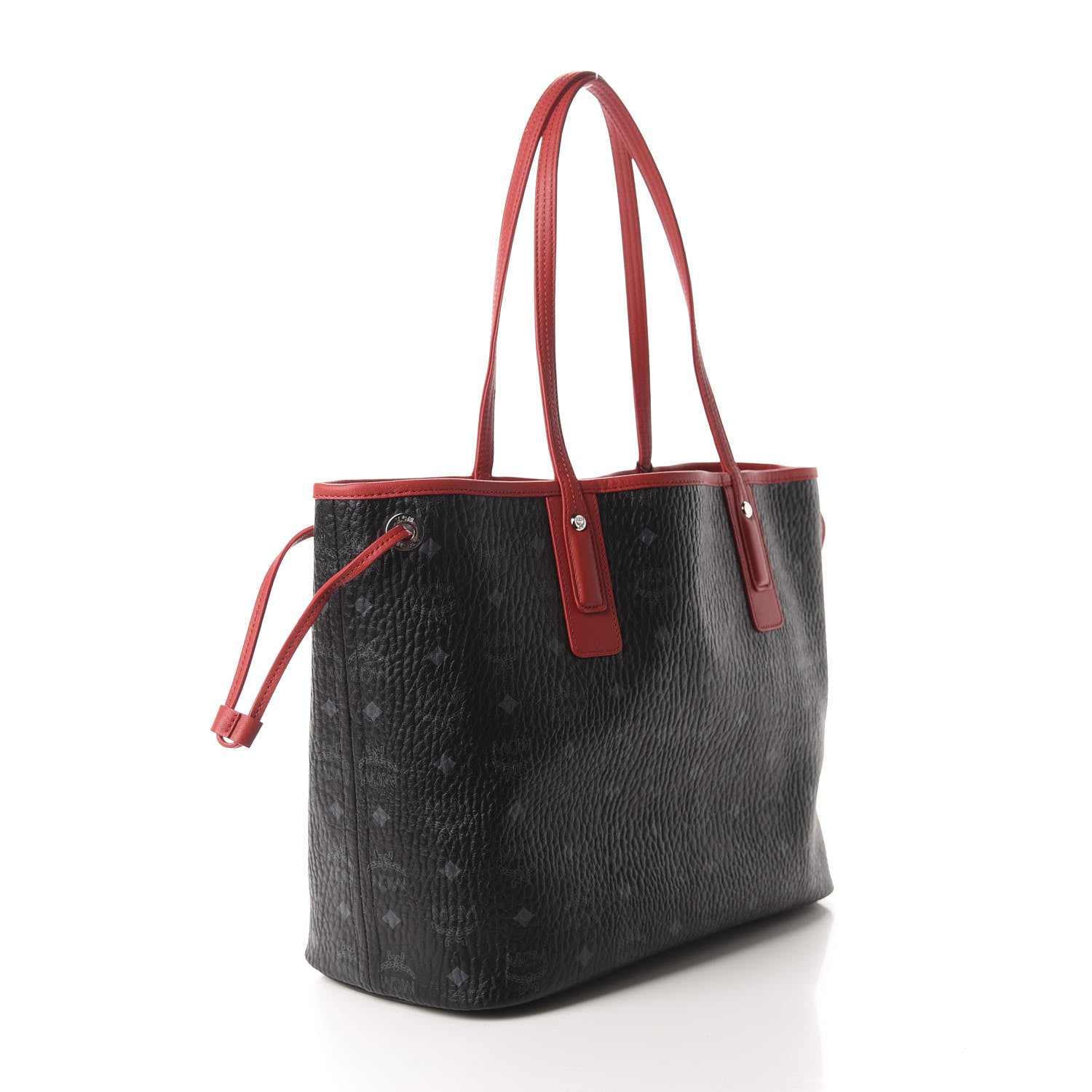 MCM Visetos Medium Liz Reversible Shopper Tote Black Red 3 of 15