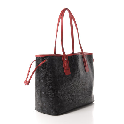 MCM Visetos Medium Liz Reversible Shopper Tote Black Red 3 of 15