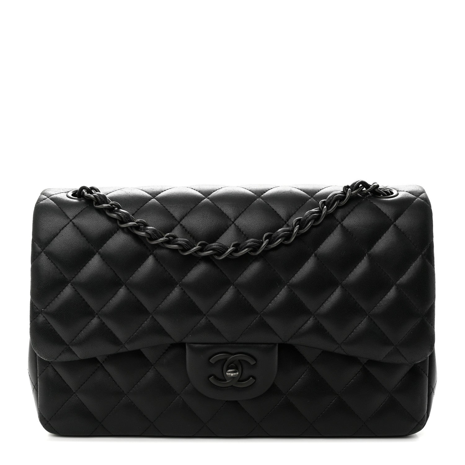 Chanel Lambskin Quilted Jumbo Double Flap So Black 1 of 15