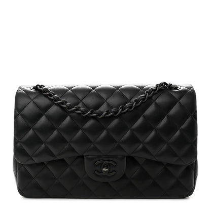Chanel Lambskin Quilted Jumbo Double Flap So Black 1 of 15