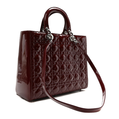 Christian Dior Patent Cannage Large Lady Dior Burgundy 2 of 9