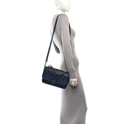 Chanel Caviar Iridescent Calfskin Quilted Medium Daily Carry Messenger Navy 2 of 10