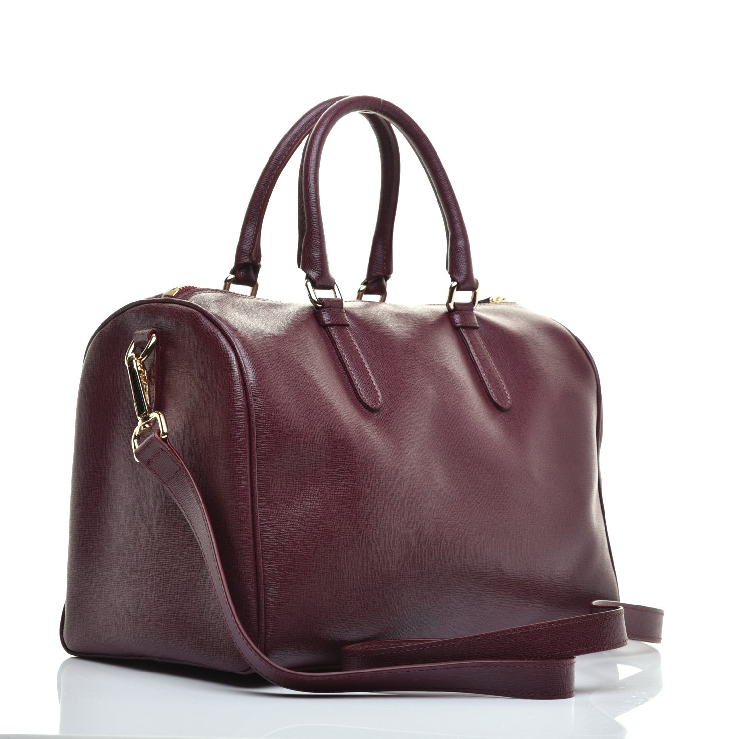 Versace Saffiano Calfskin Palazzo Bowler Burgundy 3 of 10