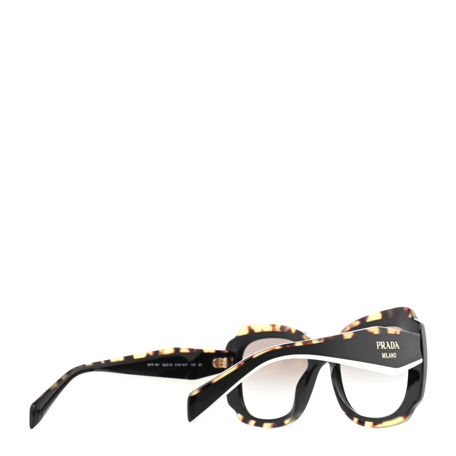 Prada Acetate Square Sunglasses SPR 16Y Black Havana 4 of 7