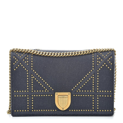 Christian Dior Denim Studded Wallet on Chain Pouch Blue 1 of 12