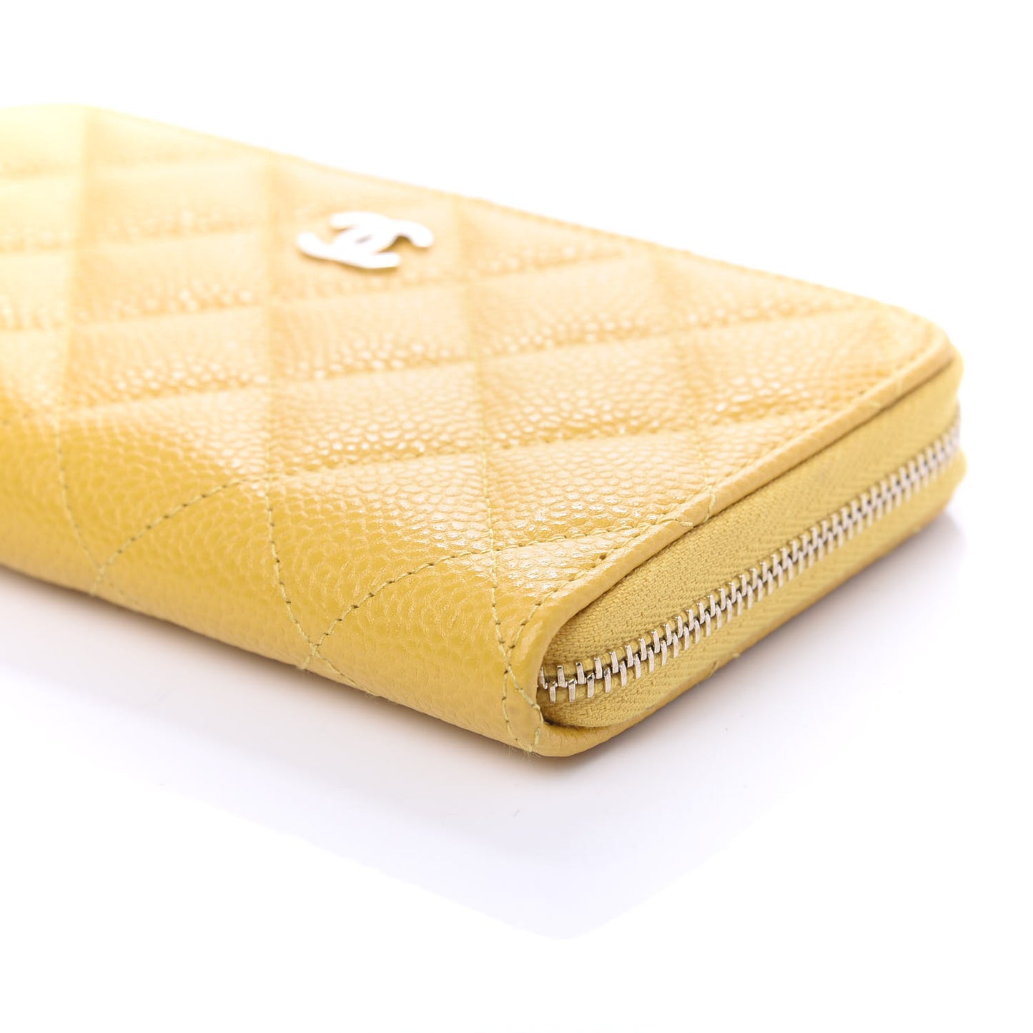 Caviar Quilted Small Zip Around Wallet Yellow