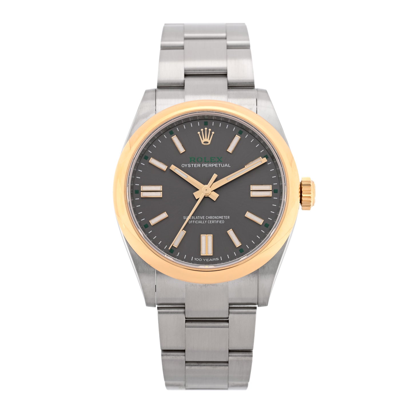 Stainless Steel 18K Yellow Gold 41mm Oyster Perpetual 100th Anniversary Watch Slate 134303