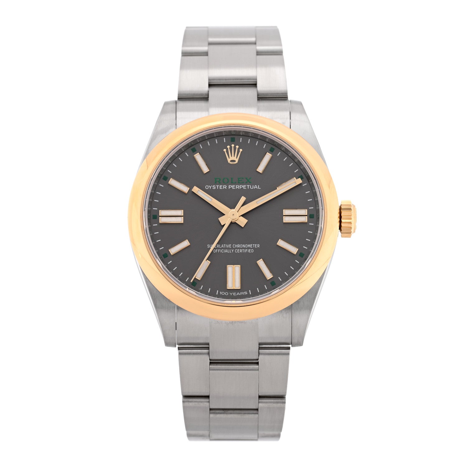 Rolex Stainless Steel 18K Yellow Gold 41mm Oyster Perpetual 100th Anniversary Watch Slate 134303 1 of 5