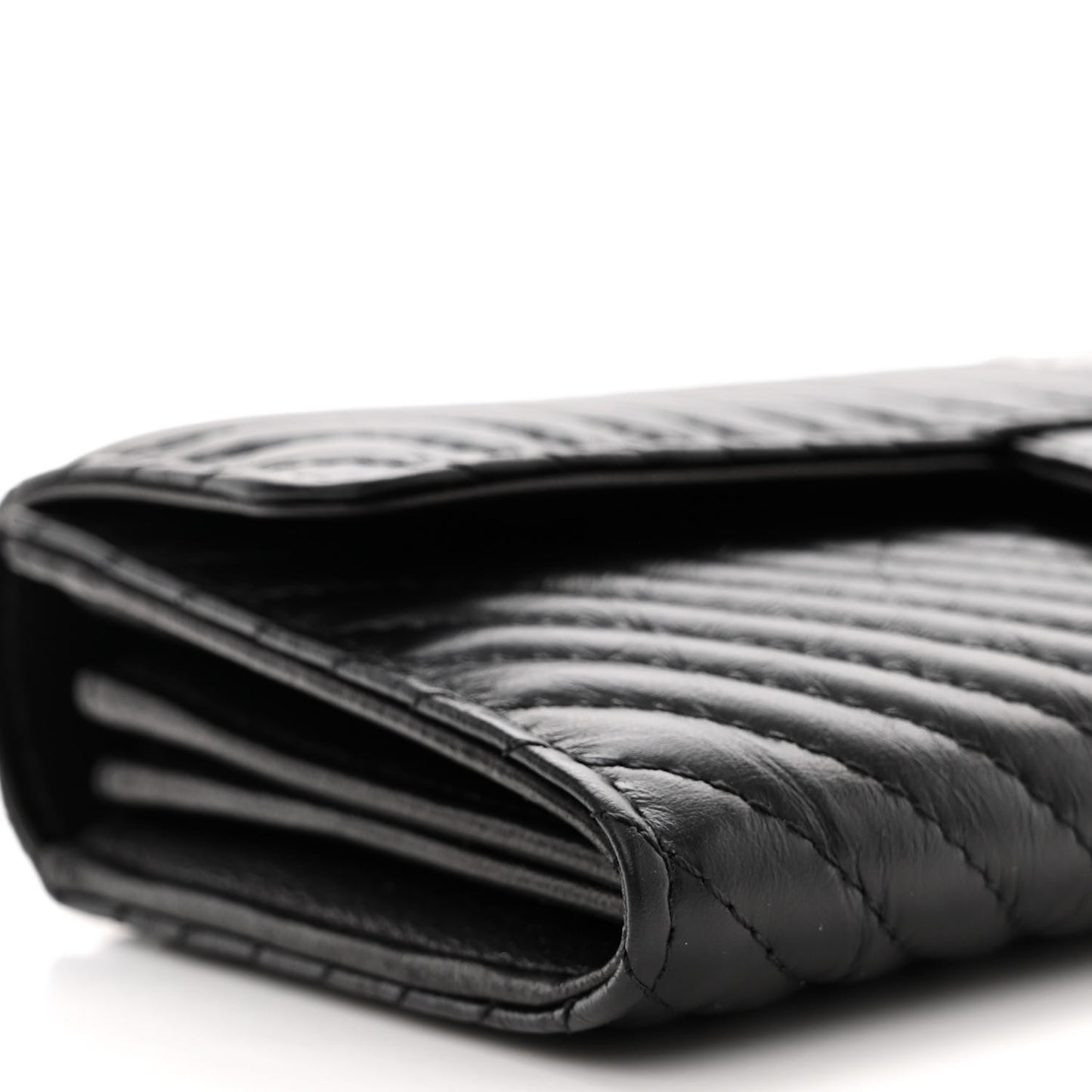 Aged Calfskin Quilted Large Reissue Gusset Flap Wallet So Black