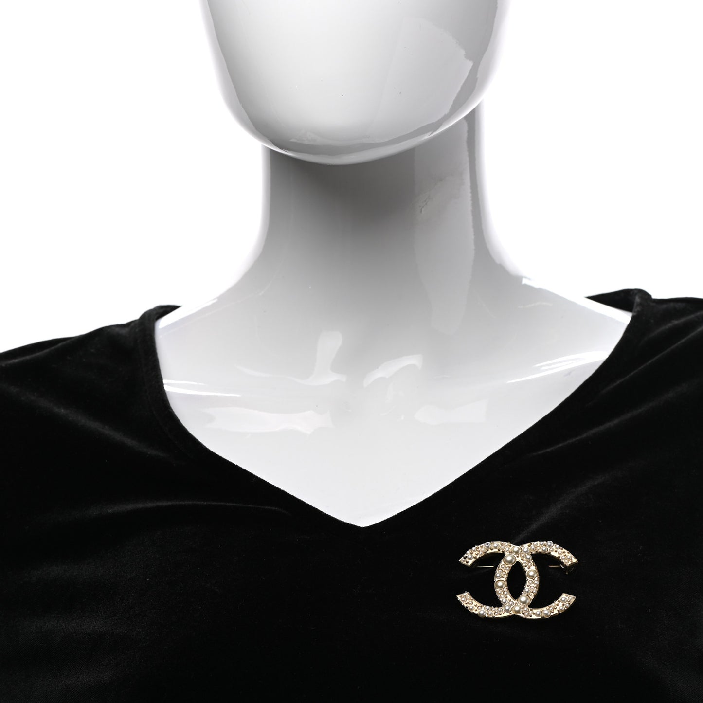 Pearl CC Brooch Gold