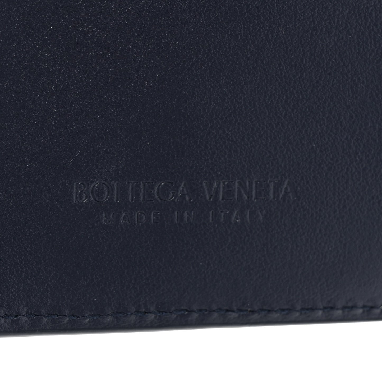 Nappa Denim Intrecciato Small Bi Fold Wallet Abyss Indigo
