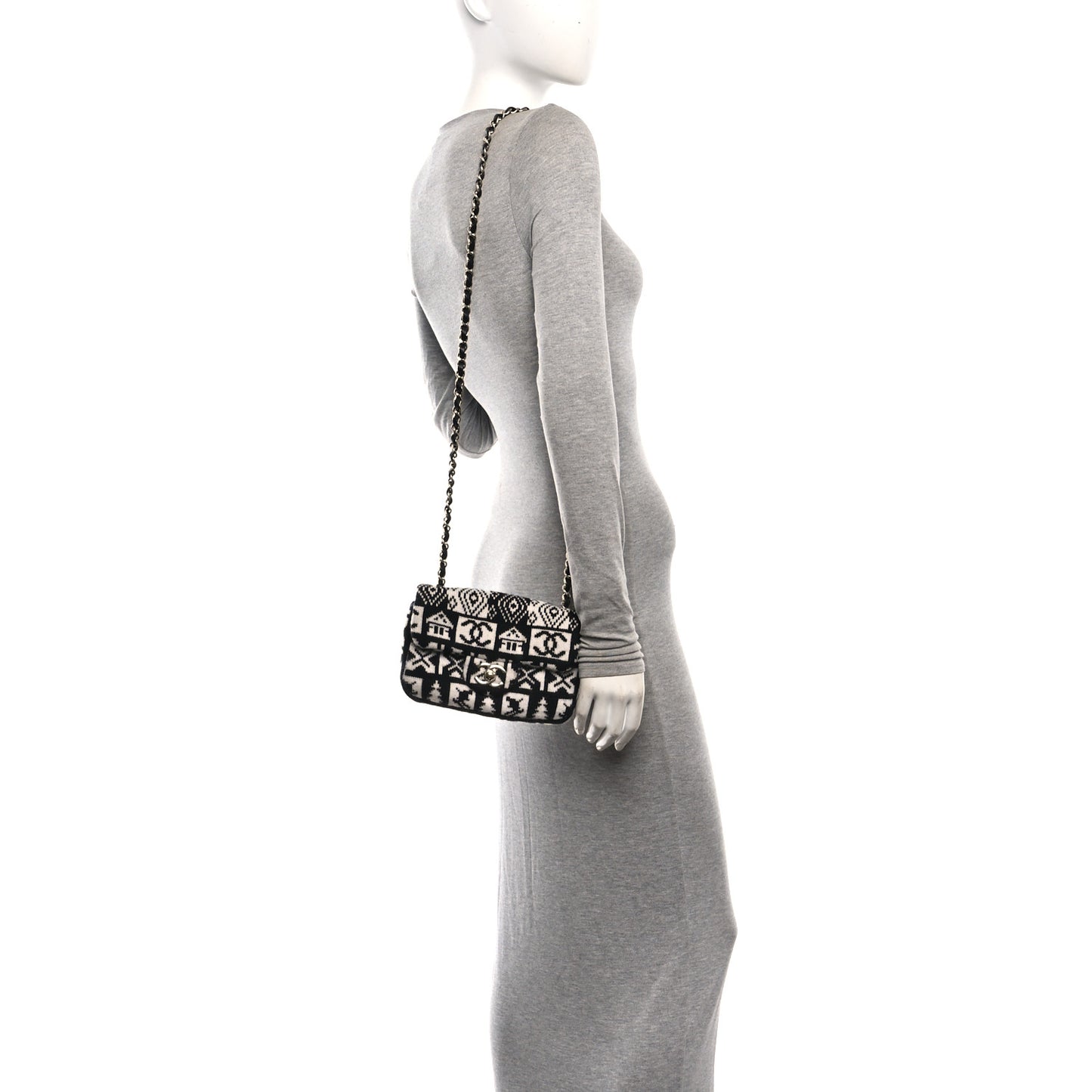 Cashmere Knit Coco Neige Flap Black White