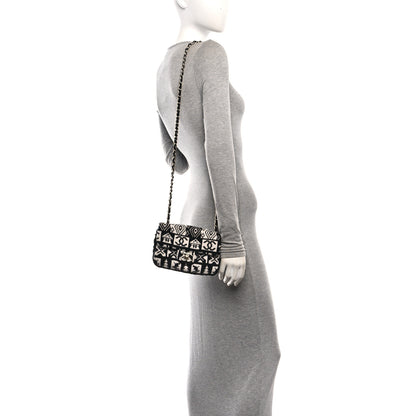 Chanel Cashmere Knit Coco Neige Flap Black White 2 of 10