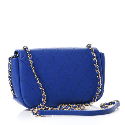 Chanel Goatskin Stitched Casual Trip Single Flap Royal Blue 3 of 11