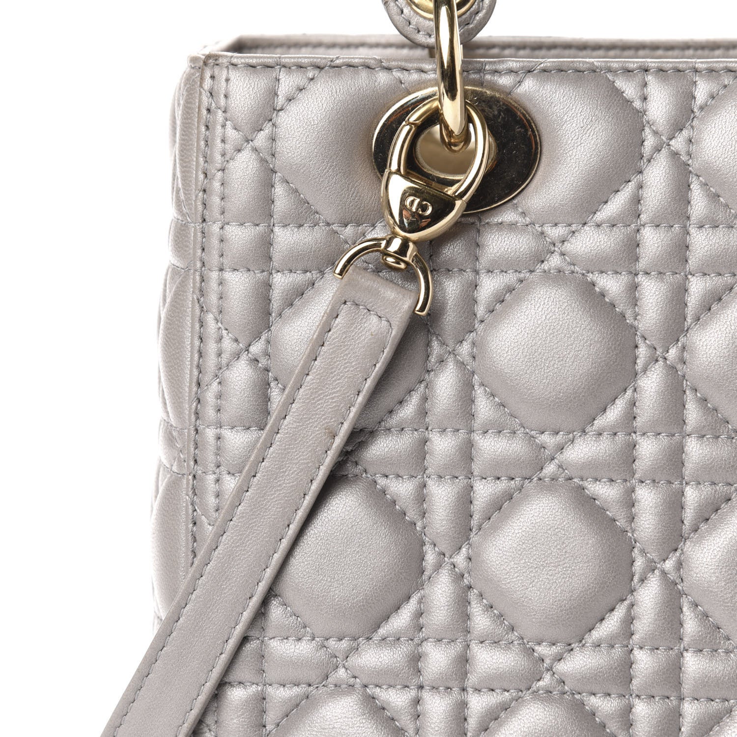 Christian Dior Pearly Lambskin Cannage Medium Lady Dior Grey 17 of 19