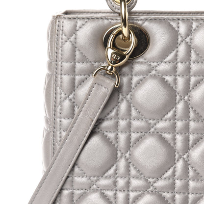 Christian Dior Pearly Lambskin Cannage Medium Lady Dior Grey 17 of 19