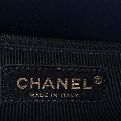 Chanel Lambskin Quilted Elegant CC Shopping Tote Navy Black 6 of 10