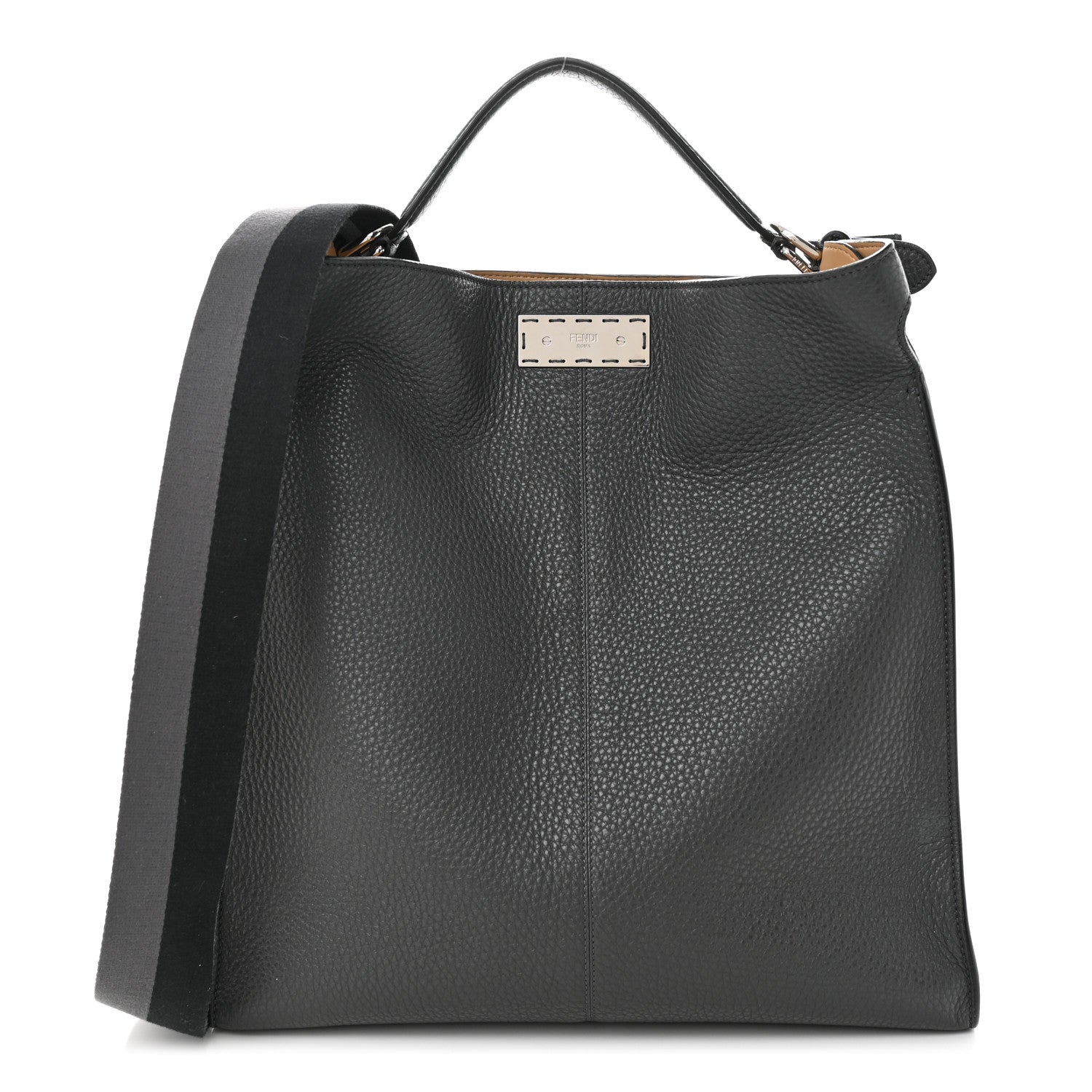Fendi Cuoio Romano Glazed Fabric FF 1974 Peekaboo X-Lite Fit Asfalto Mou Black 1 of 11