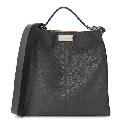 Fendi Cuoio Romano Glazed Fabric FF 1974 Peekaboo X-Lite Fit Asfalto Mou Black 1 of 11