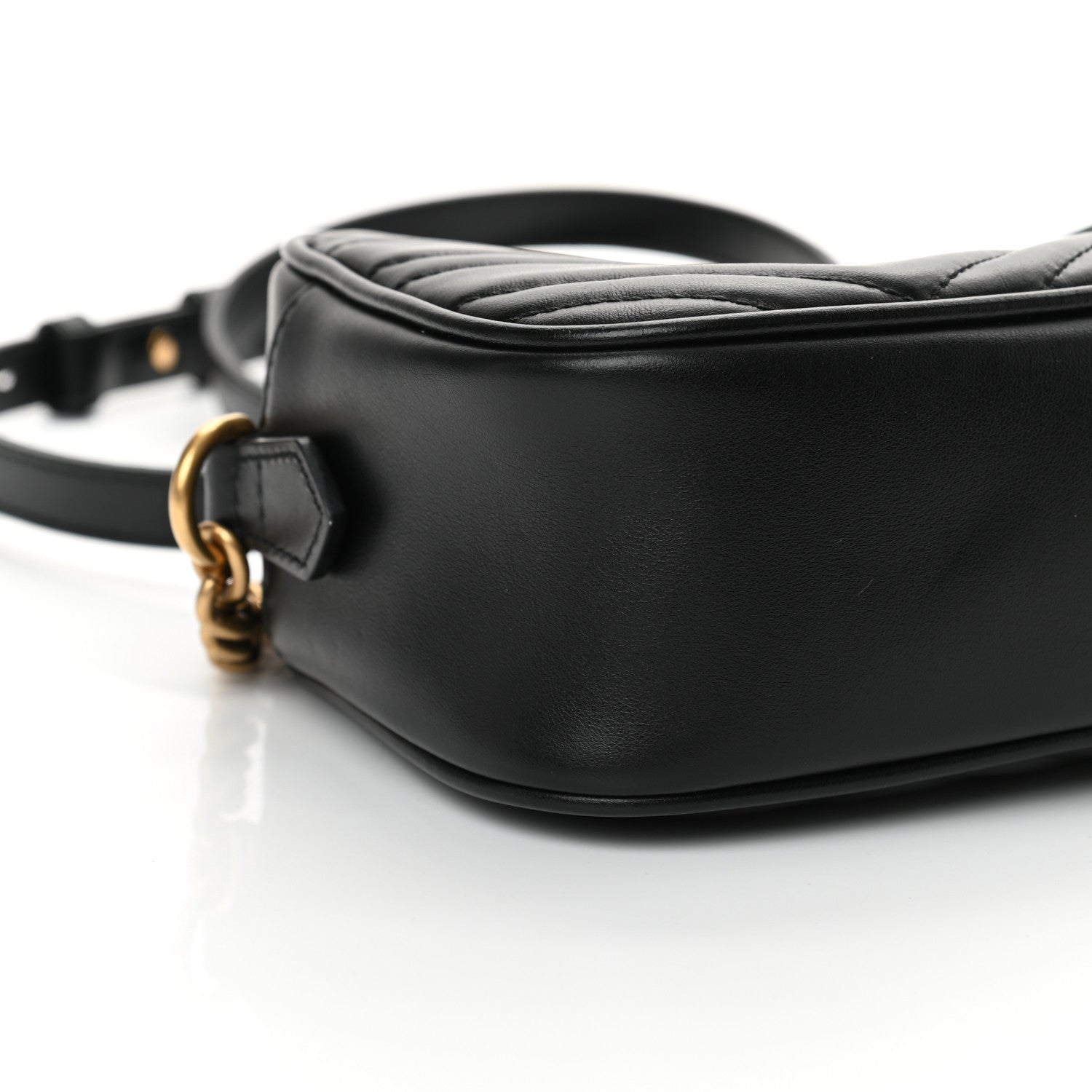 Gucci Calfskin Matelasse Small GG Marmont Chain Shoulder Bag Black 9 of 13