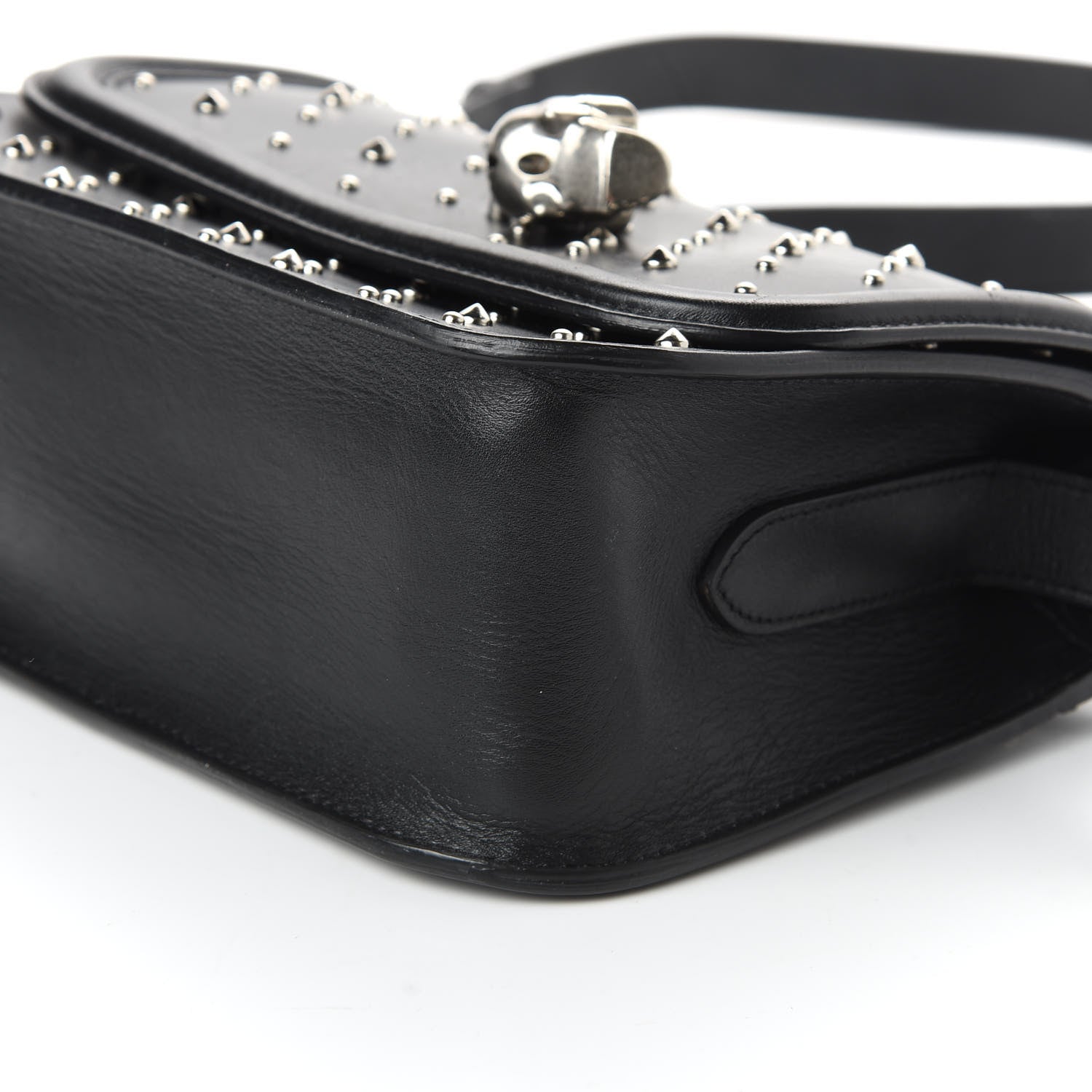 Alexander McQueen Calfskin Studded Small Padlock Crossbody Bag Black 7 of 10
