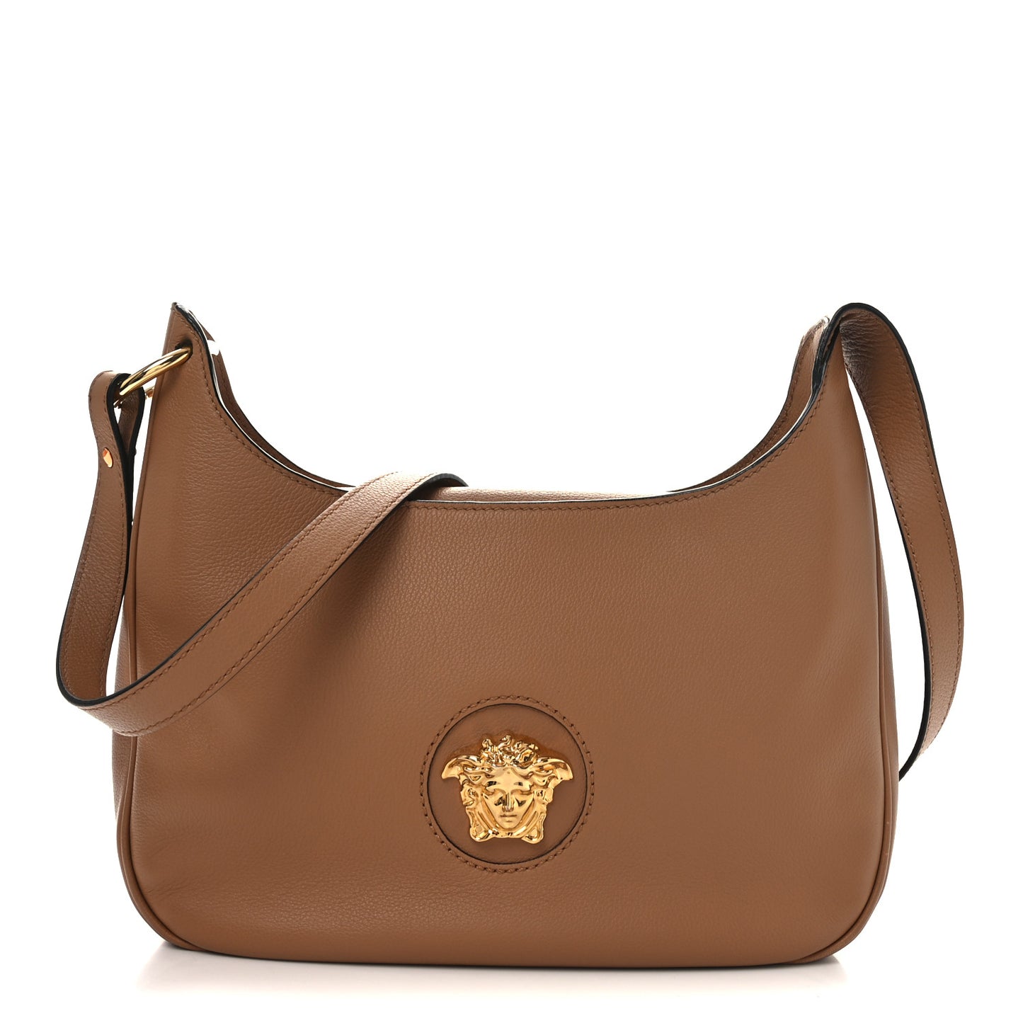 Calfskin La Medusa Medium Hobo Crossbody Brown