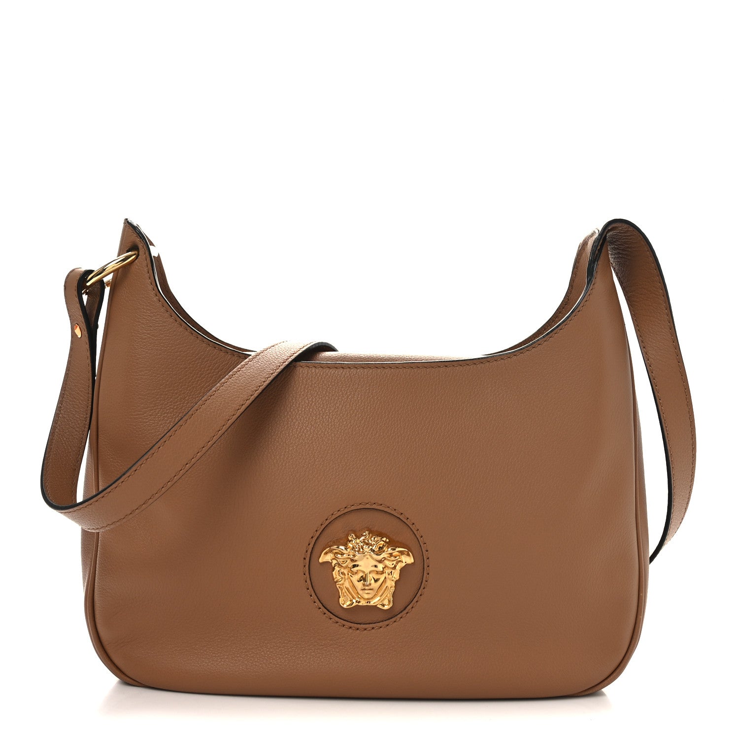 Versace Calfskin La Medusa Medium Hobo Crossbody Brown 1 of 9