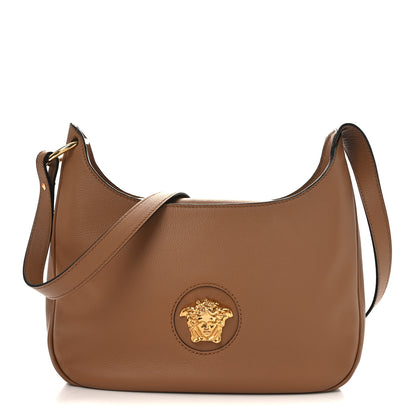 Versace Calfskin La Medusa Medium Hobo Crossbody Brown 1 of 9