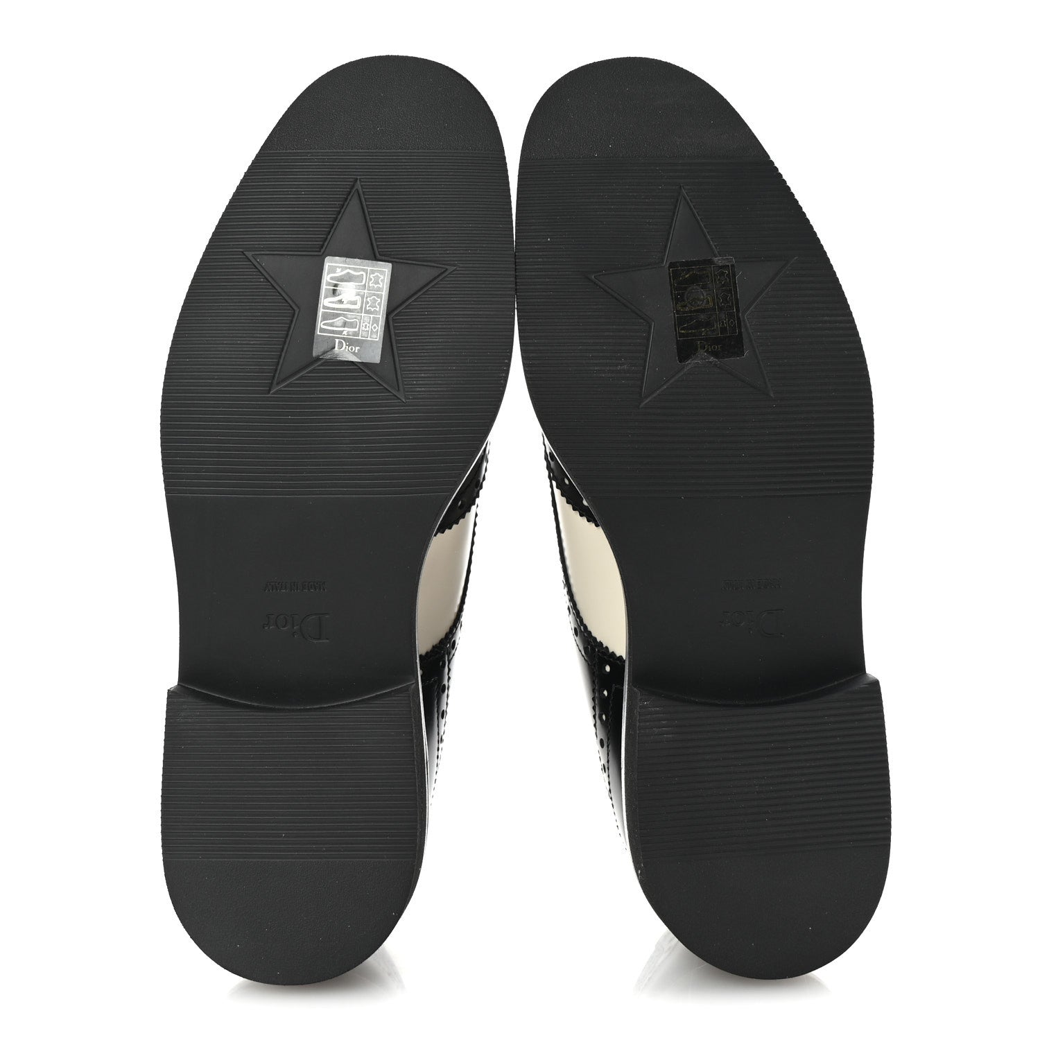 Christian Dior Brushed Calfskin Perforated Teddy Derby Flat Shoes 37 Black Off White 6 of 10