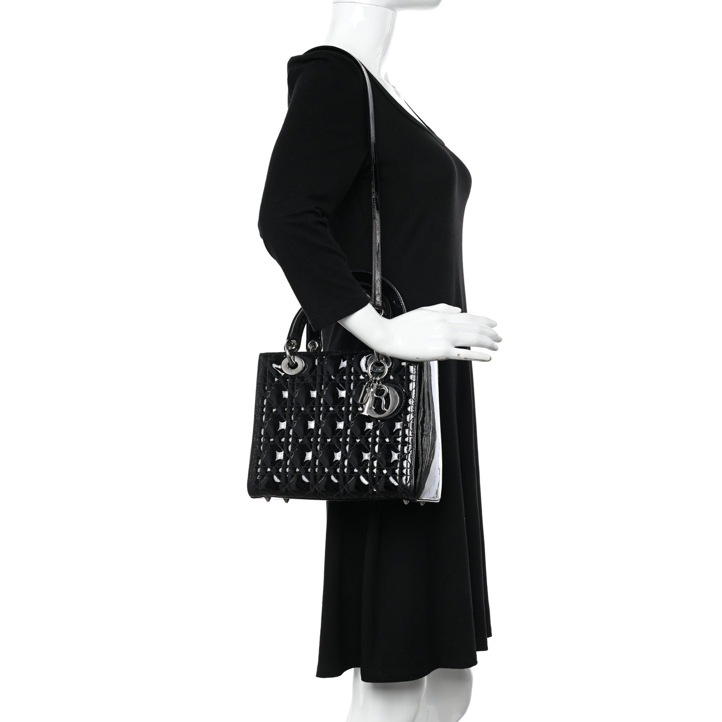 Patent Cannage Medium Lady Dior Black