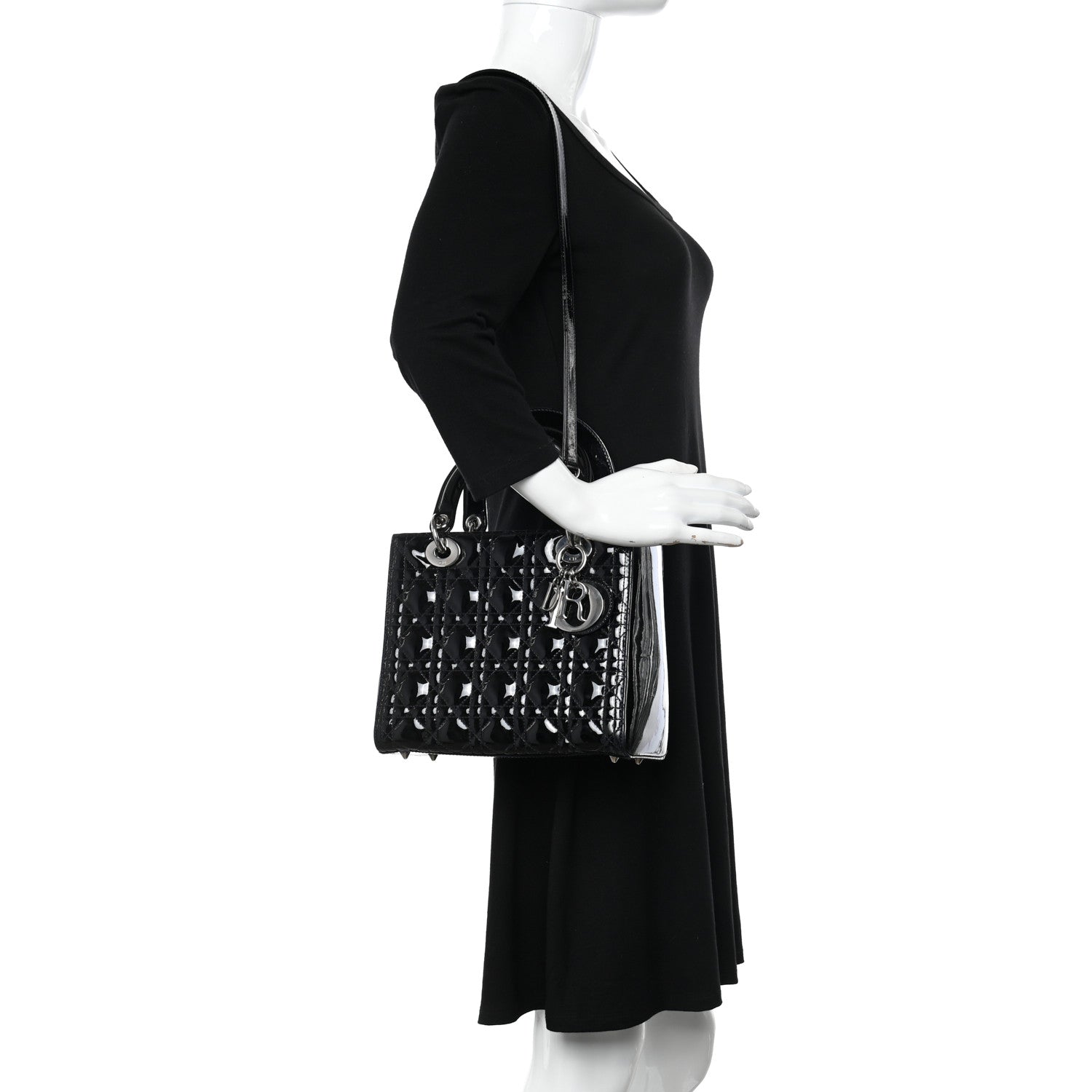 Christian Dior Patent Cannage Medium Lady Dior Black 3 of 12